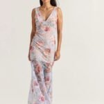 Maxi lace dress flower print
