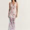 Maxi lace dress flower print