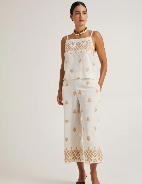 Linen set with embroidery