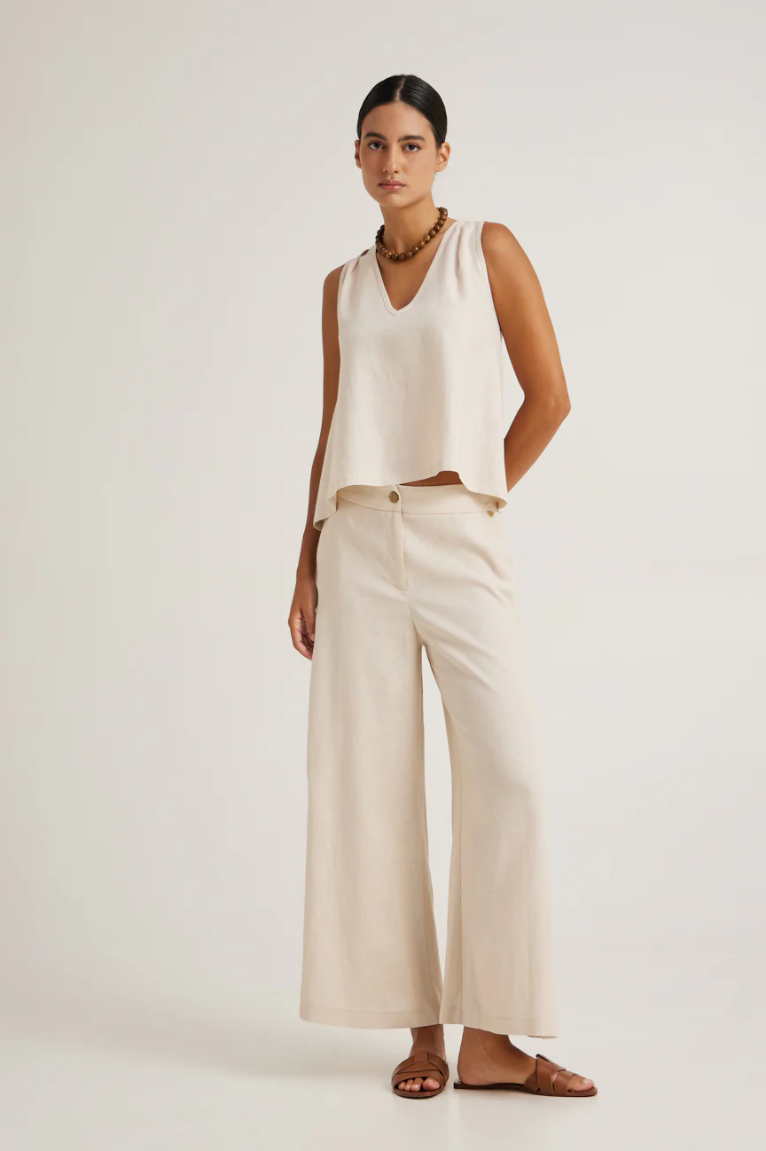 Linen wide pants