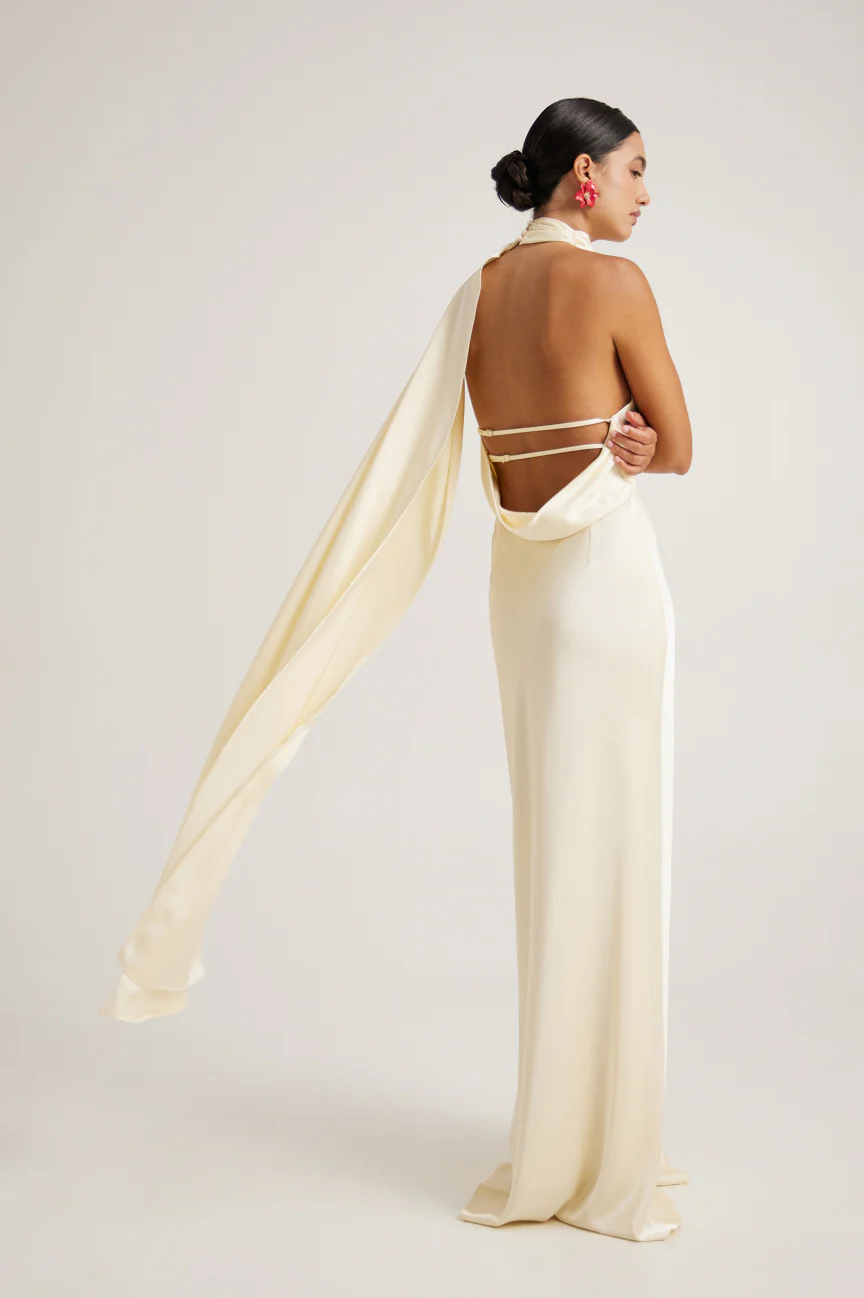 Silk dress with scarf