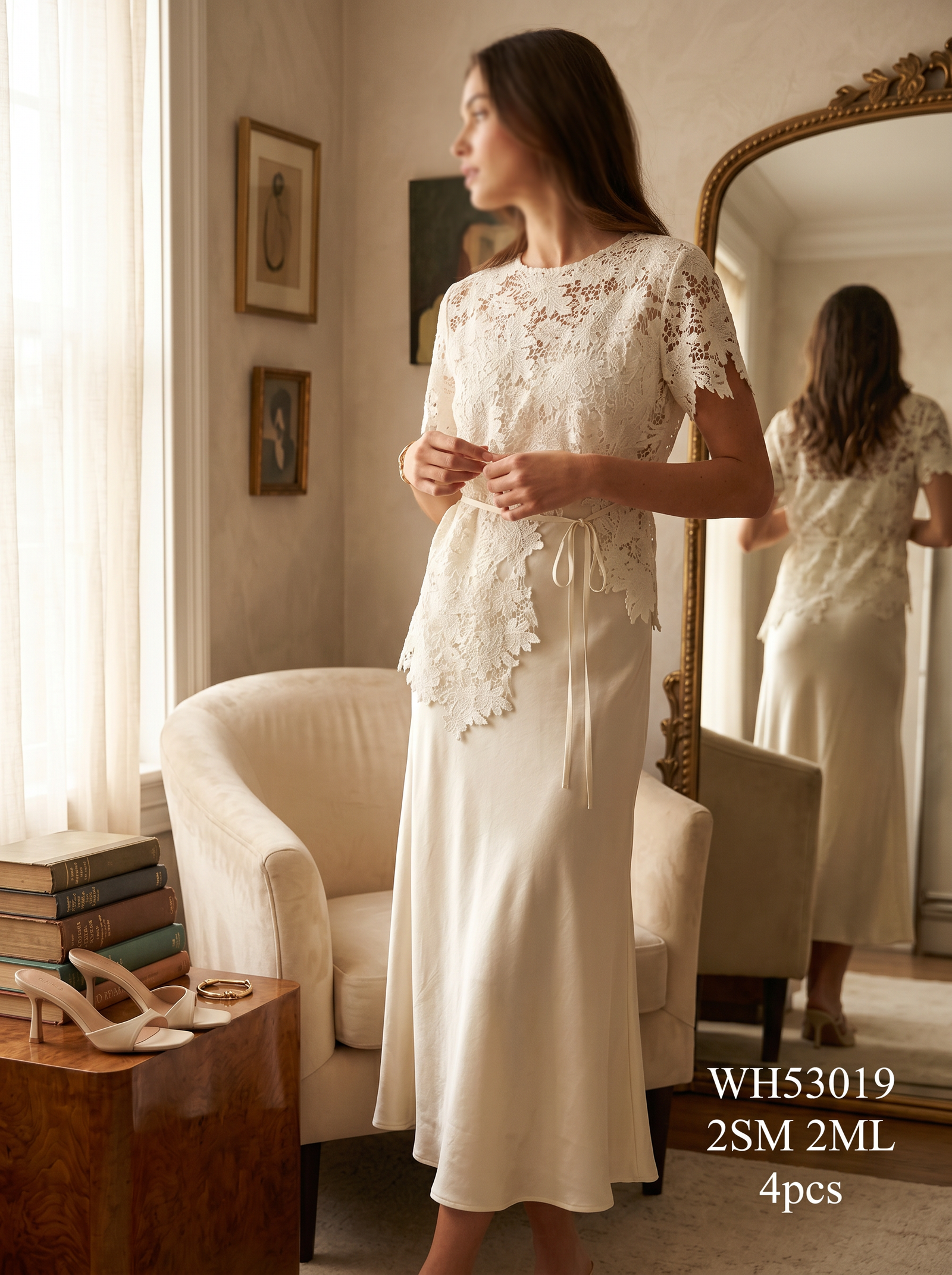 Lace silk dress