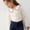Basic girls' polo shirt with a Peter Pan collar