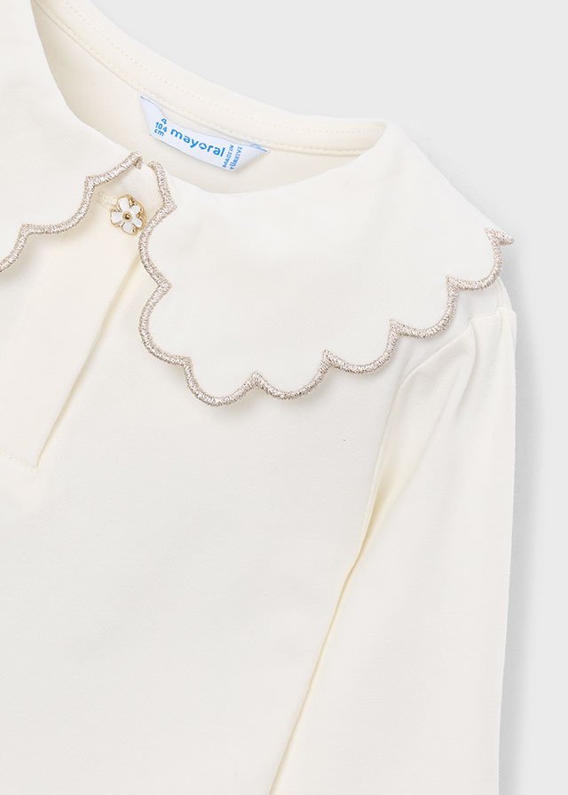 Basic girls' polo shirt with a Peter Pan collar