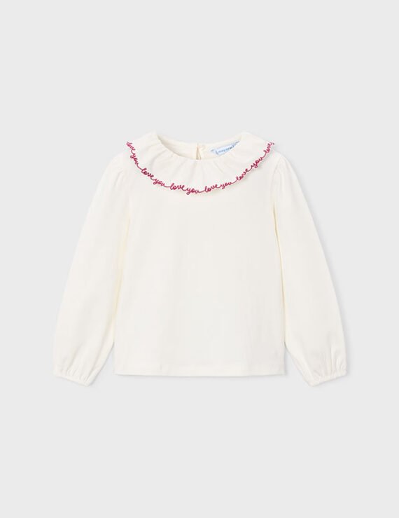 Girl ruffled neck blouse