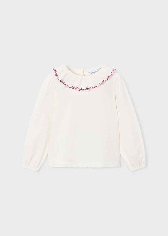 Girl ruffled neck blouse