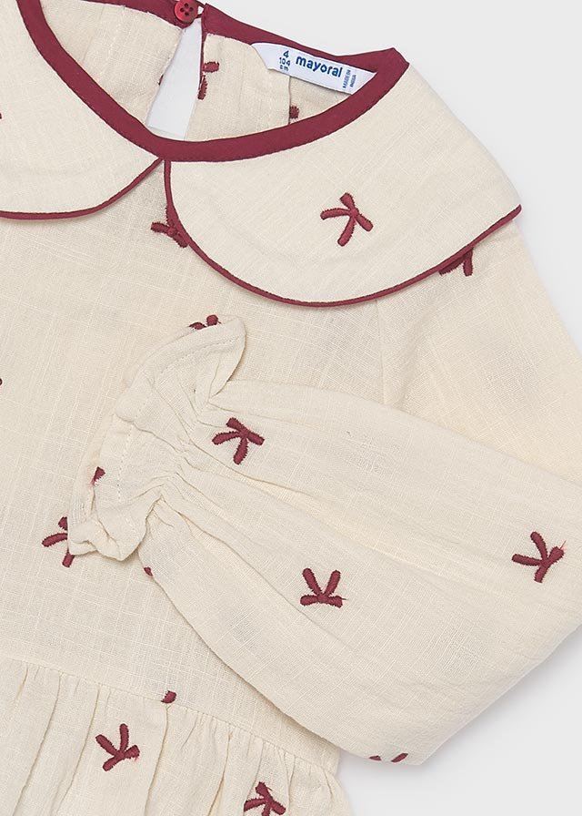 Girl Embroidered Blouse With Bows