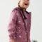 Girls' hooded rain jacket with fur trim