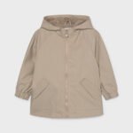 Girls' hooded rain jacket with fur trim