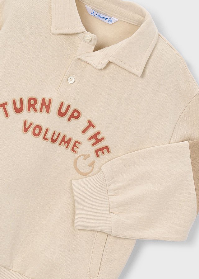 Boy Polo Collar Sweatshirt With Stripes