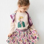 Girl print pleated skirt