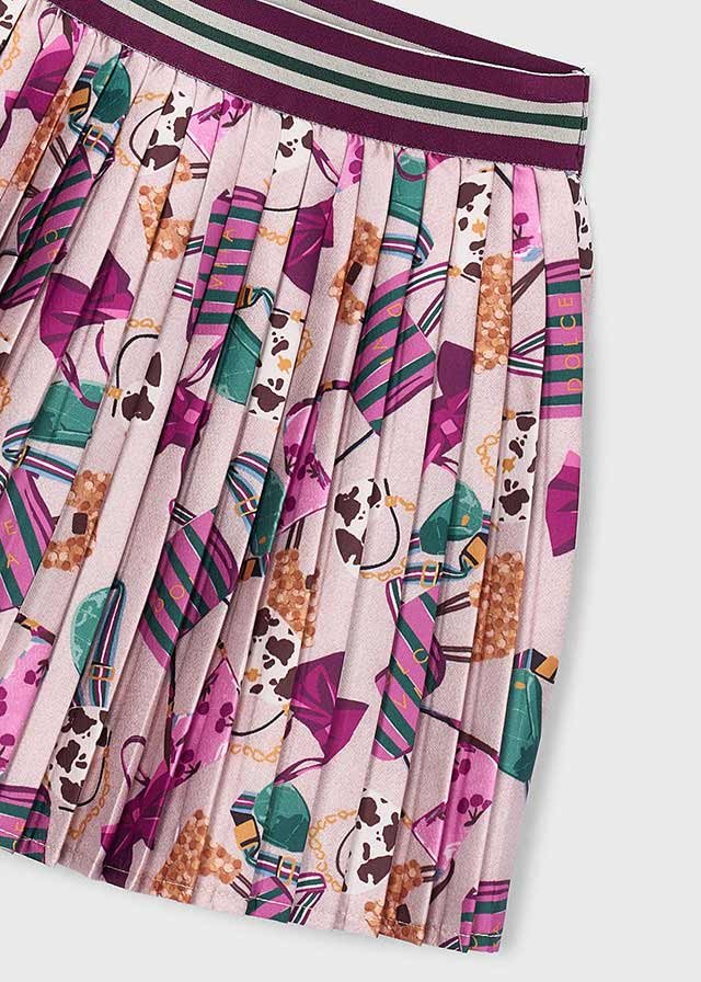 Girl print pleated skirt
