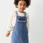 Girl embroidered dungarees