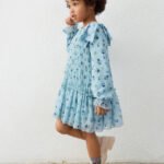 Printed pleated dress for girls