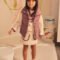 Girls' heart-print skirt and sweatshirt set
