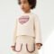 Girls' heart-print skirt and sweatshirt set