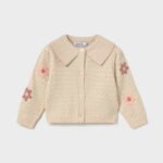 Baby flower-patterned knitted cardigan