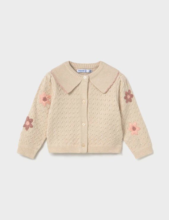 Baby flower-patterned knitted cardigan