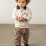 Baby polo-neck sweatshirt with screen print