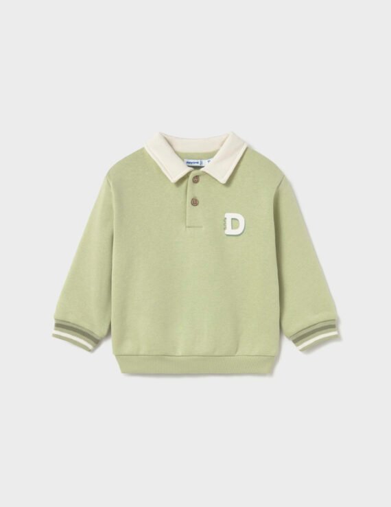 Baby polo-neck sweatshirt with screen print