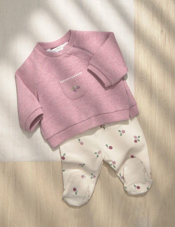 Newborn Girl Pants and Sweatshirt Set