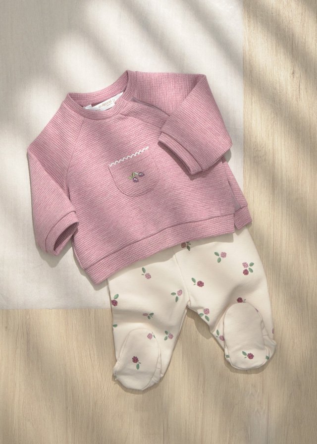 Newborn Girl Pants and Sweatshirt Set