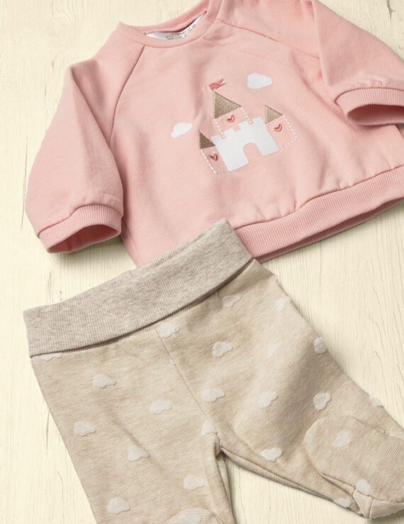 Newborn Girl Pants and Sweatshirt Set