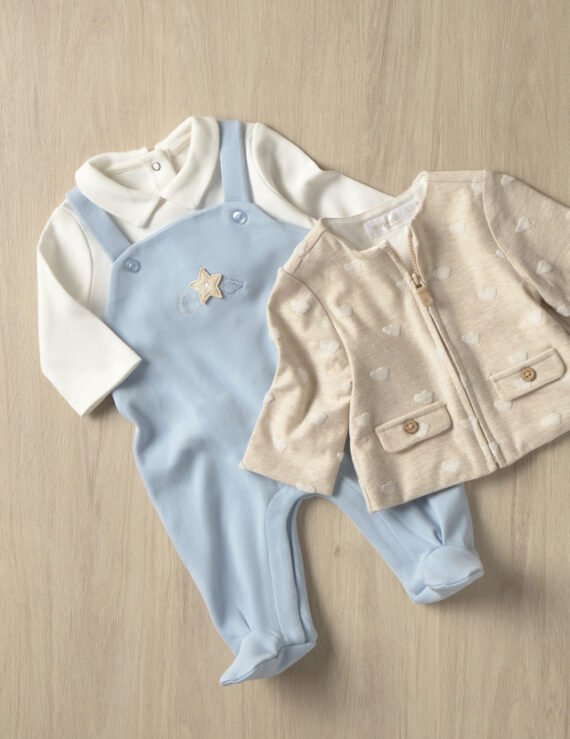 Newborn boy dungarees with stamp jacket