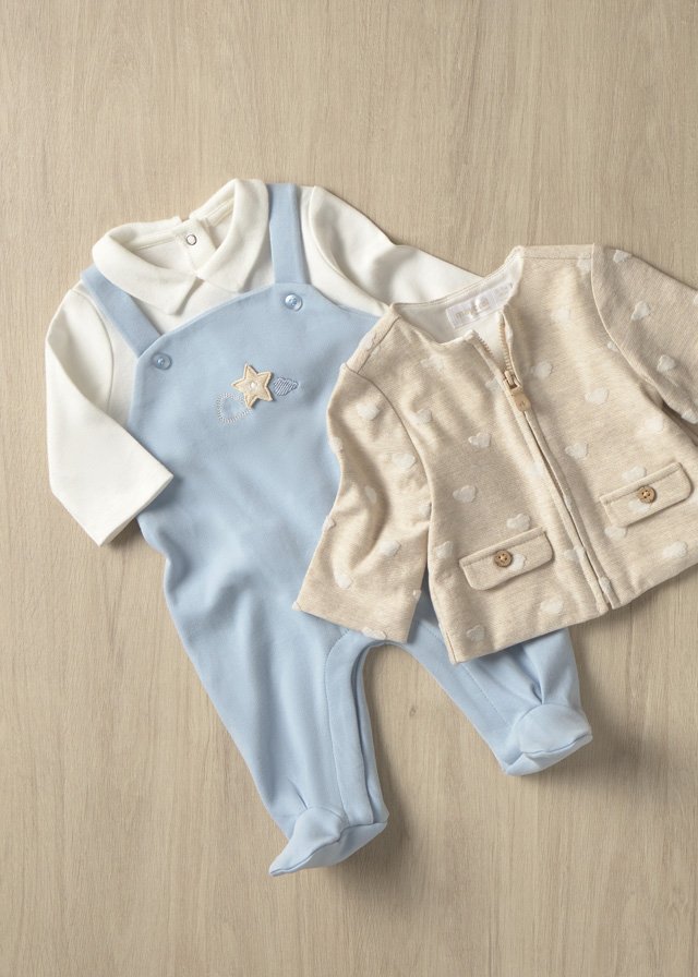 Newborn boy dungarees with stamp jacket