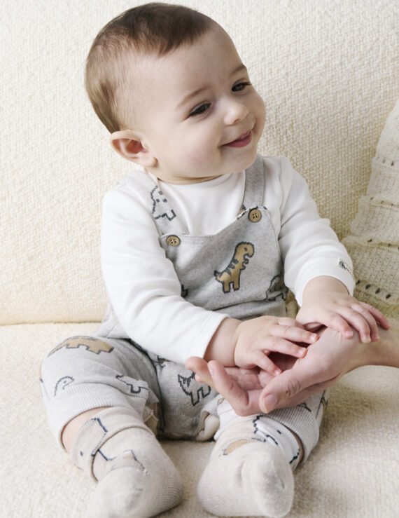 Newborn dinosaur dungarees