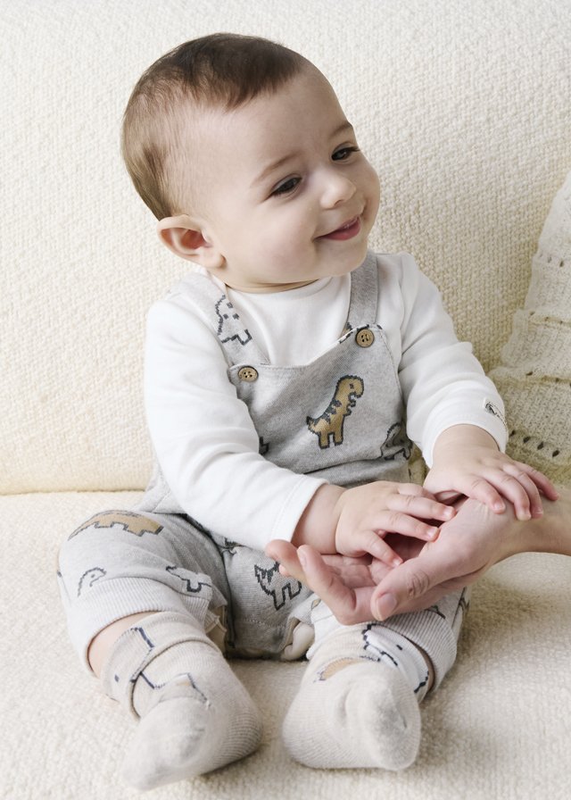 Newborn dinosaur dungarees