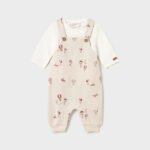 Newborn boy print dungarees and t-shirt set