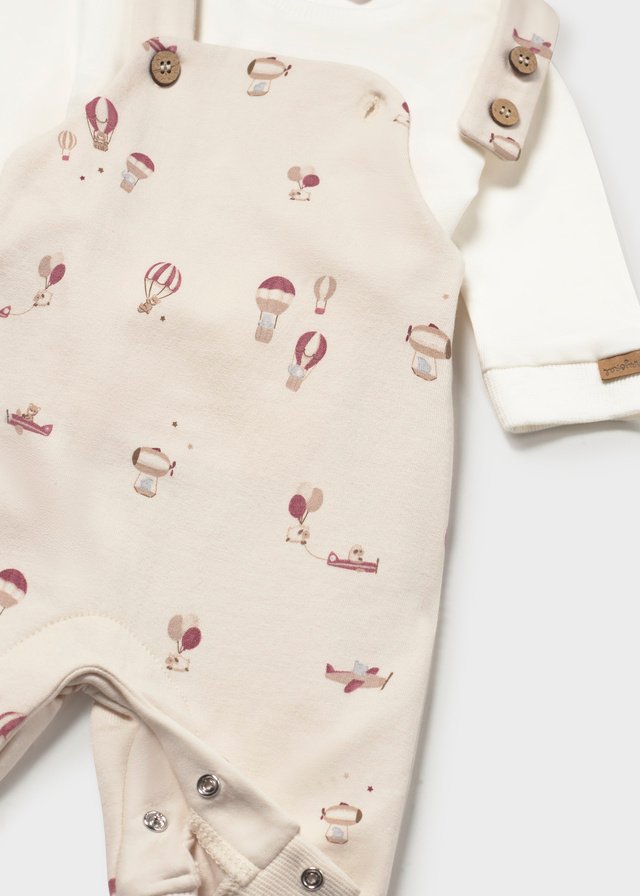 Newborn boy print dungarees and t-shirt set