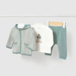 Newborn Boy Tracksuit with Striped Hoodie