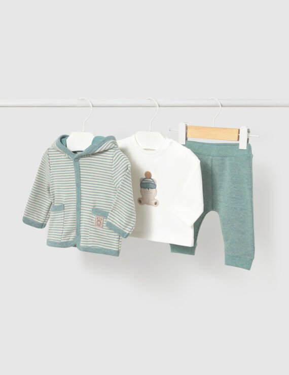Newborn Boy Tracksuit with Striped Hoodie
