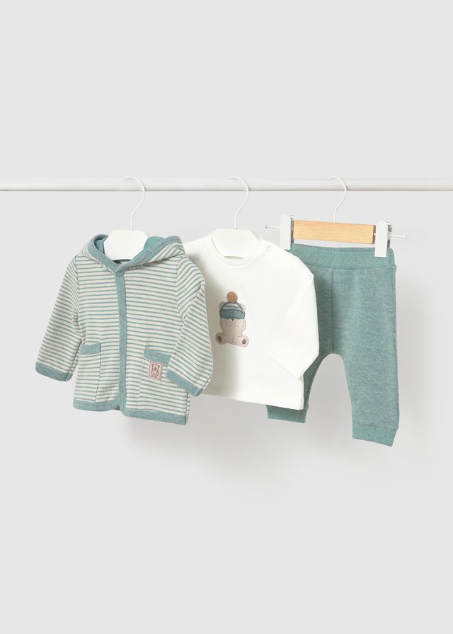 Newborn Boy Tracksuit with Striped Hoodie