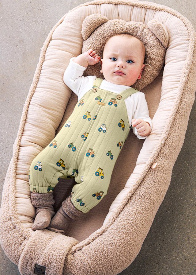 Newborn Boy Print Dungaree Babygrow