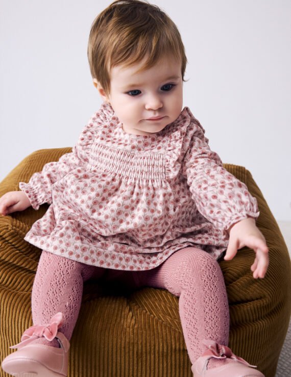 Newborn Girl Printed Velvet Dress
