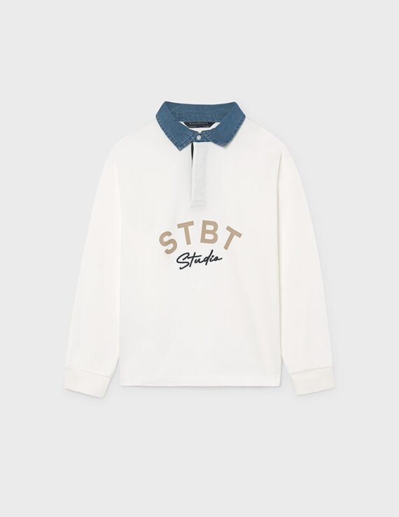 Boys' polo shirt with contrasting collar