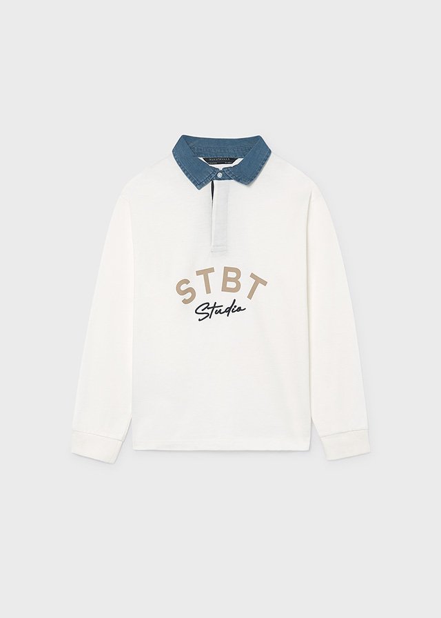 Boys' polo shirt with contrasting collar
