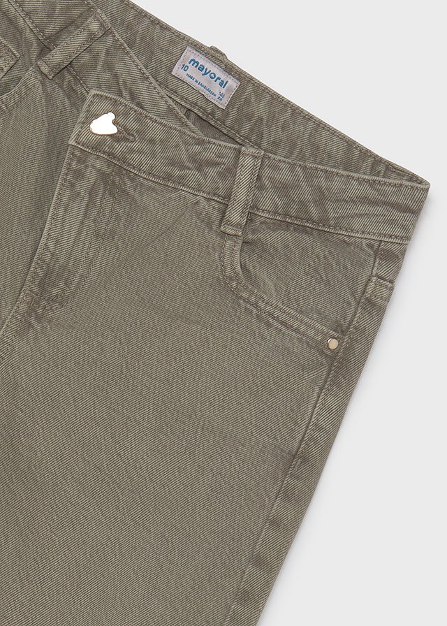Girls' barrel-fit twill trousers