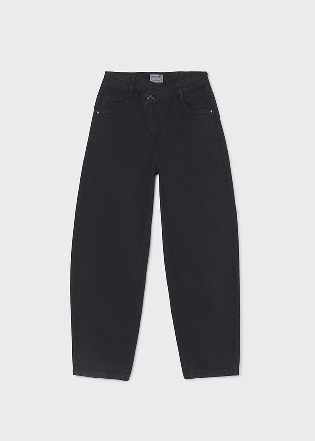 Girls' barrel-fit twill trousers