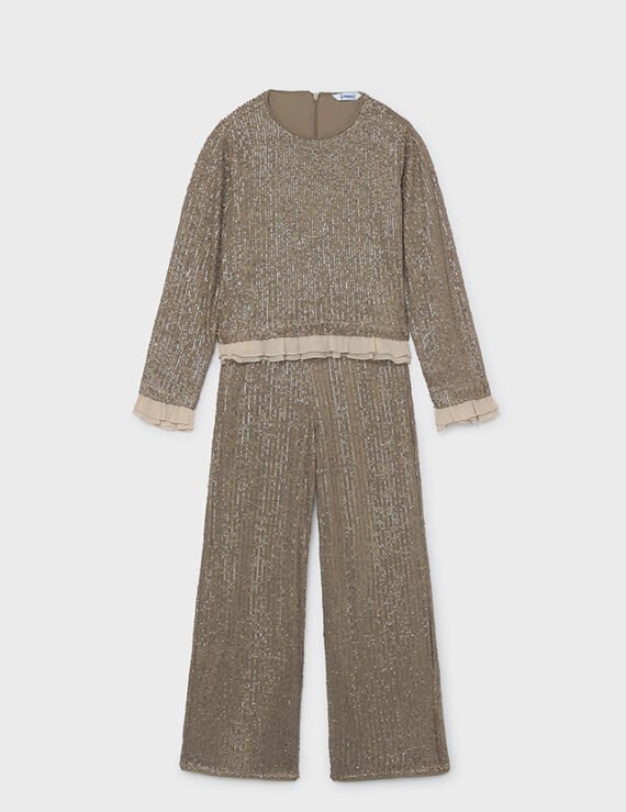 Girls' sequinned T-shirt and sweatshirt set