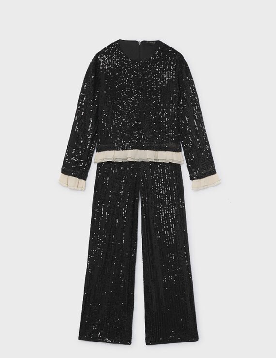 Girls' sequinned T-shirt and sweatshirt set