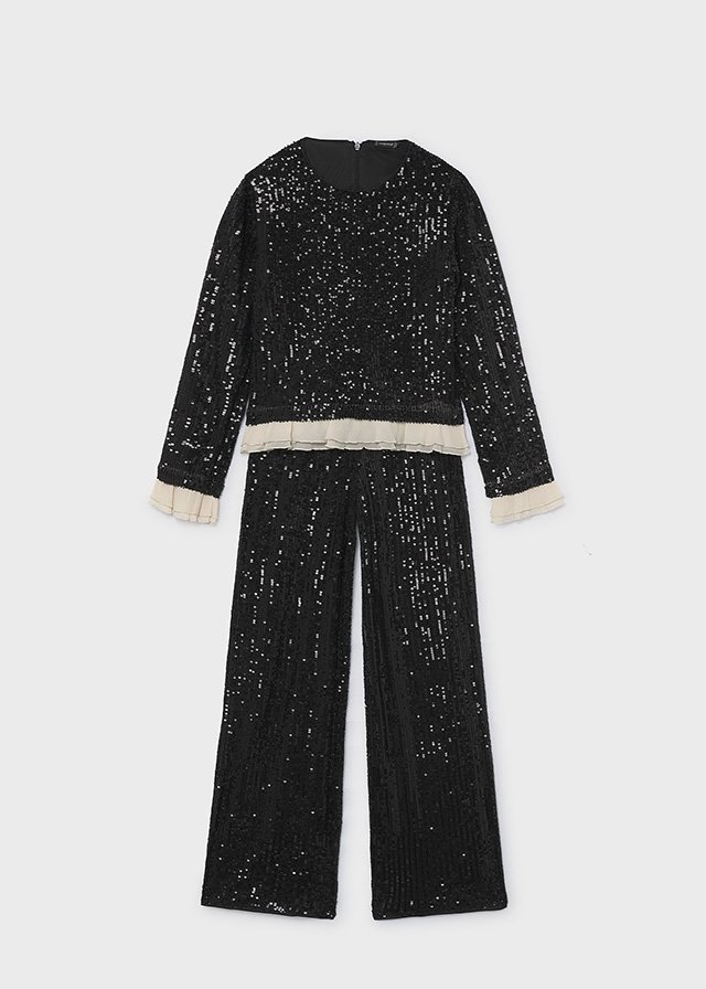 Girls' sequinned T-shirt and sweatshirt set