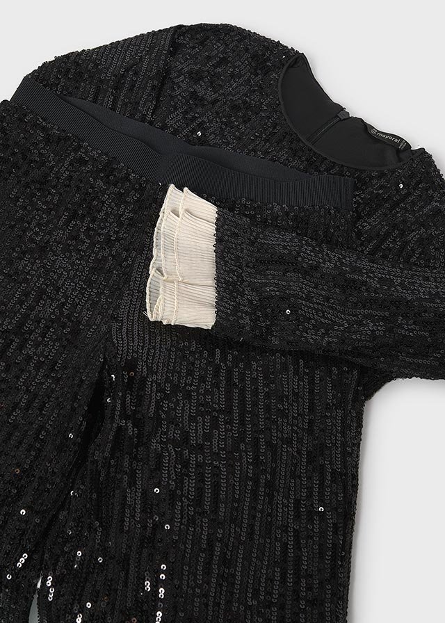 Girls' sequinned T-shirt and sweatshirt set