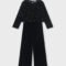 Girls' sequinned velvet jumpsuit