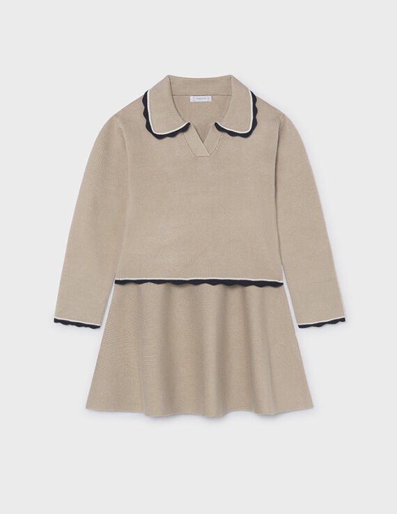 Girls' knitted skirt and polo shirt set