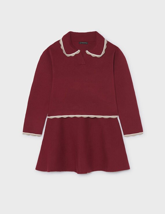 Girls' knitted skirt and polo shirt set