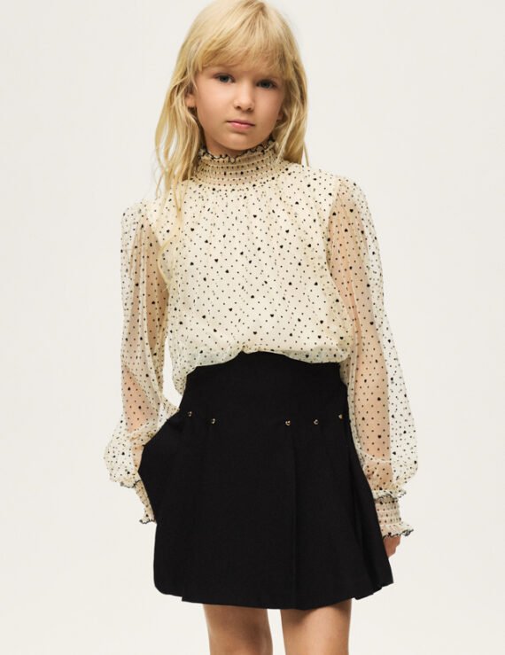 Girls' plumeti skirt and blouse set